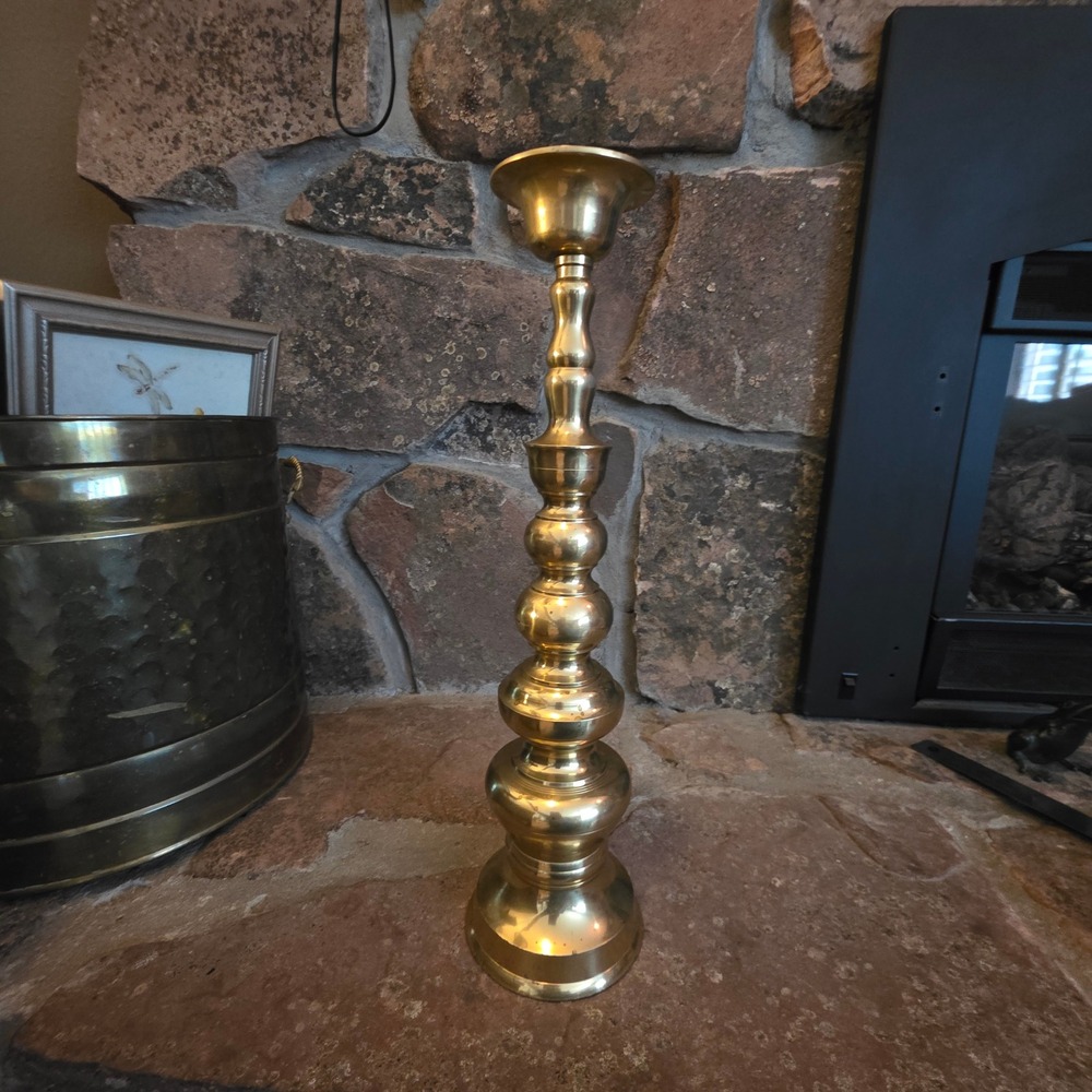 Vintage Solid Brass Candlestick Holder 18 Inch Tall Baluster Large Japan Gold
